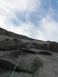 Peter at the top of the fourth pitch